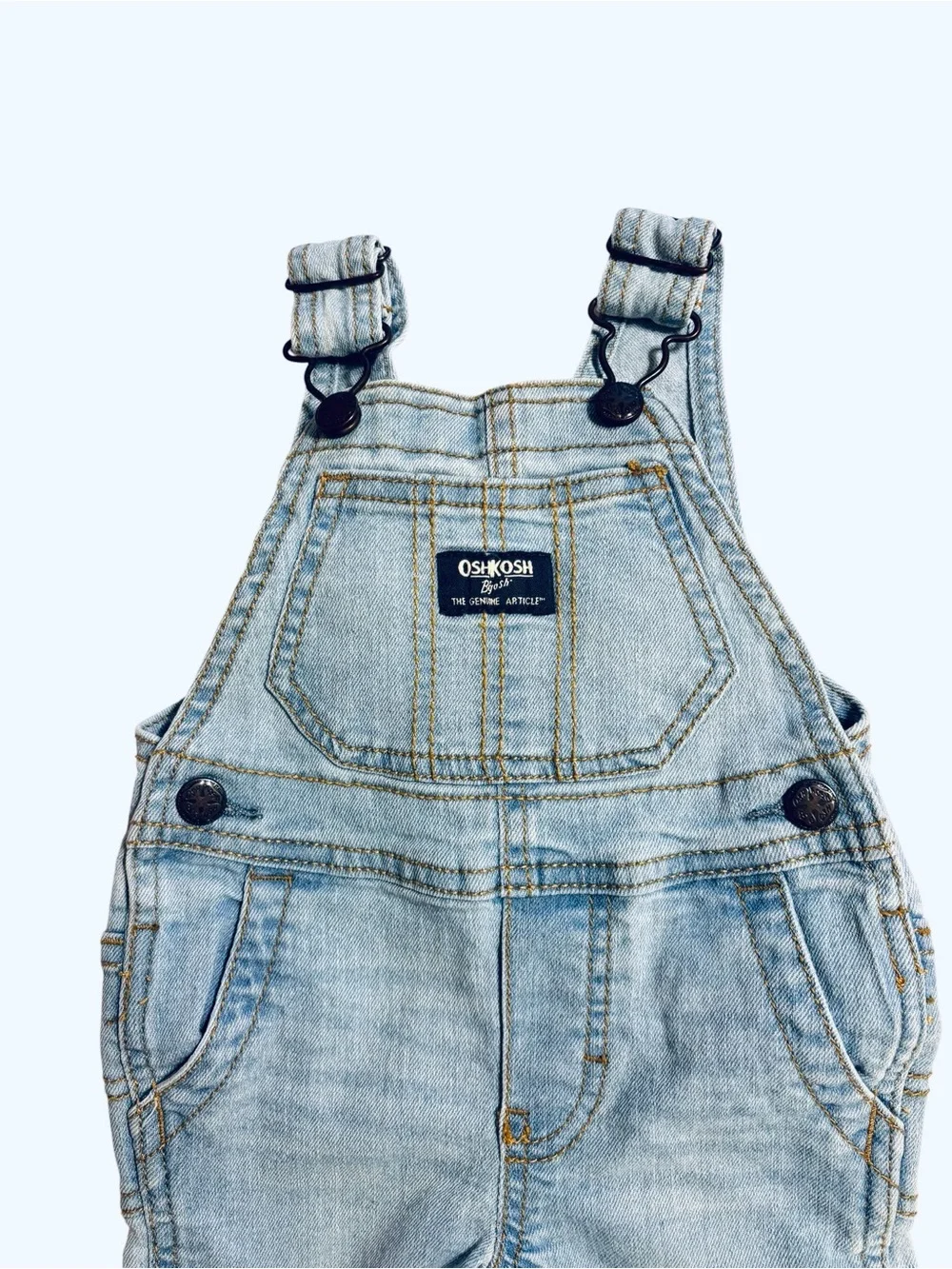 OshKosh B'gosh Light Wash Denim Overalls in Pale Blue 6M 10 0593